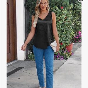 Never worn black satin blouse tank top